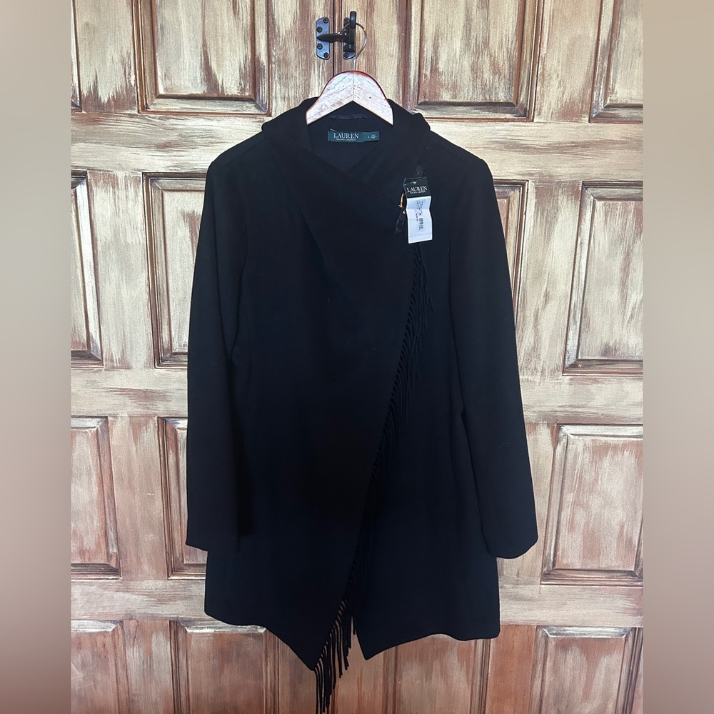 Ralph Lauren Black Fringe Coat